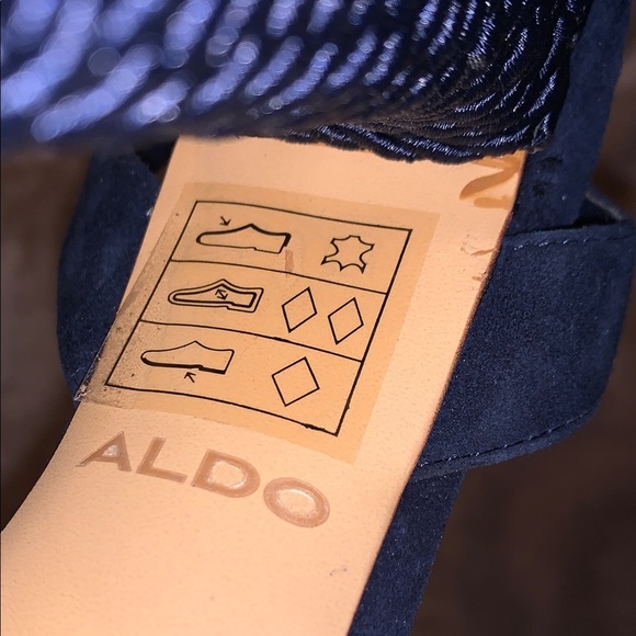 NWOT Aldo Suede Navy Leather Rope Wrapped Platform Chunky Heels Nautical 6 Woven - Picture 8 of 14